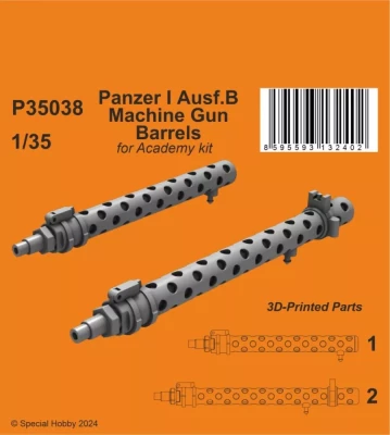CMK P35038 Panzer I Ausf.B MG Barrels (ACAD) 3D-Print 1/35