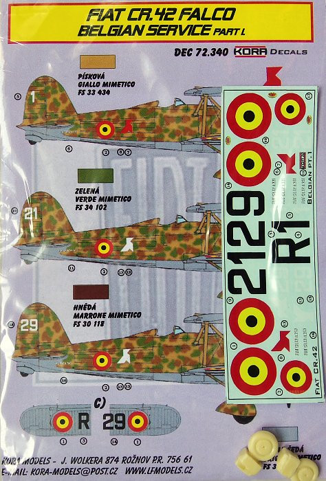 Kora Model DEC72340 Fiat CR.42 Falco Belgian Service Vol.1 декали декали 1/72