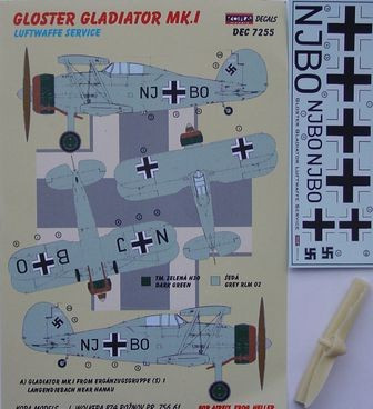 Kora Model DEC7255 Gloster Gladiator Mk.I (Luftwaffe) декали декали 1/72