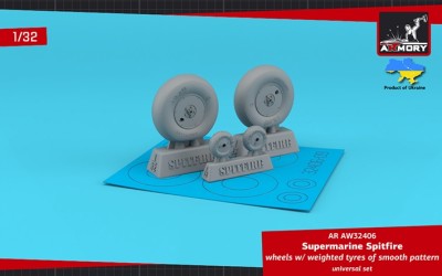 Armory ARAW32406 Supermarine Spitfire wheels with weighted tyres of smooth pattern &amp; covered hubs 1/32