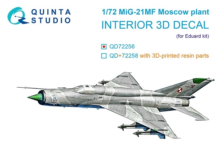 Quinta studio QD72256 МиГ-21МФ (Московского завода) (Eduard) 1/72