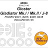 KV Models 48064 Gloster Gladiator Mk.I / Mk.II / J-8 (RODEN #401, #405, #408, #438 / EDUARD #1145) + маски на диски и колеса GB 1/48