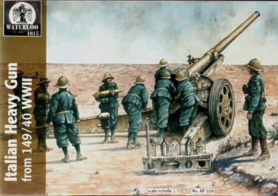 Waterloo 1815 WLAP024 Italian heavy gun WWII (1 gun with 9 artillery crew figures) moulded in hard plastic 1/72