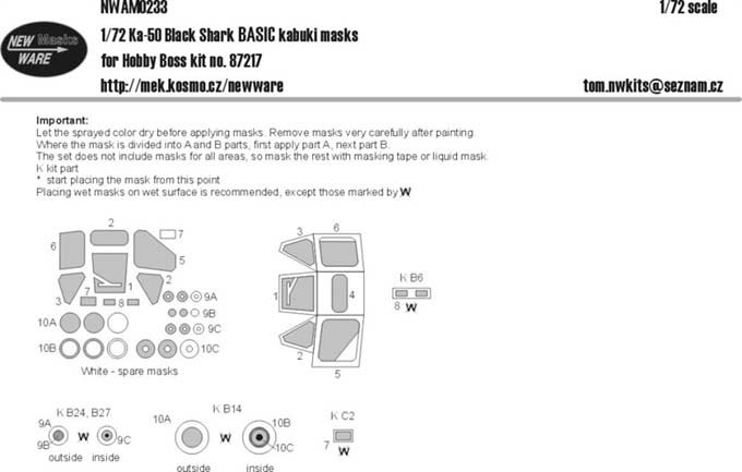 New Ware NWA-M0233 1/72 Mask Ka-50 Black Shark BASIC (HOBBYB 87217)