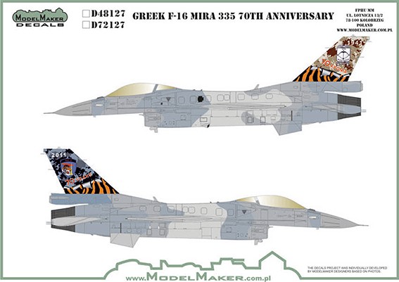 Model Maker Decals D48127 Greek Lockheed-Martin F-16C Mira 335 70th Anniversary NATO Tiger Meet 2018 1/48