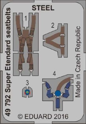 Eduard 49792 Super Etendard seatbelts STEEL 1/48