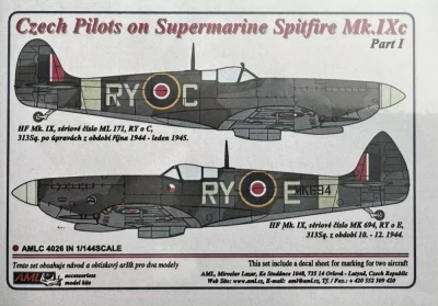 AML AMLC144026 Decals Czech pilots S.Spitfire Mk.IXc - Pt.1 1/144