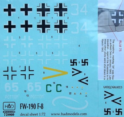 HAD 72060 Decal Fw 190 F-8 (3x camo) 1/72