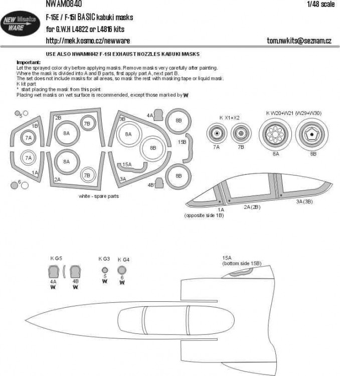 New Ware NWAM0840 Mask F-15 E/I BASIC (GWH L4822/16) 1/48