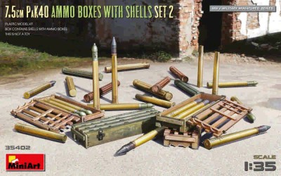 Miniart 35402 7.5cm PaK40 Ammo Boxes w/Shells Set 2 1/35