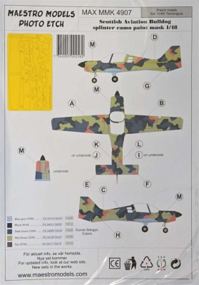 Maestro Models MMCK-4907 1/48 Scottish Aviation Bulldog splinter camo mask