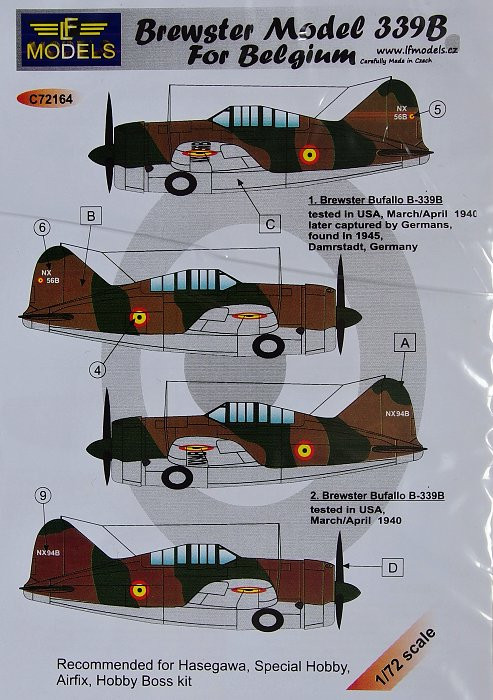 LF Model C72164 Decals Brewster Model 339B Belgium (HAS/AIRF) 1/72