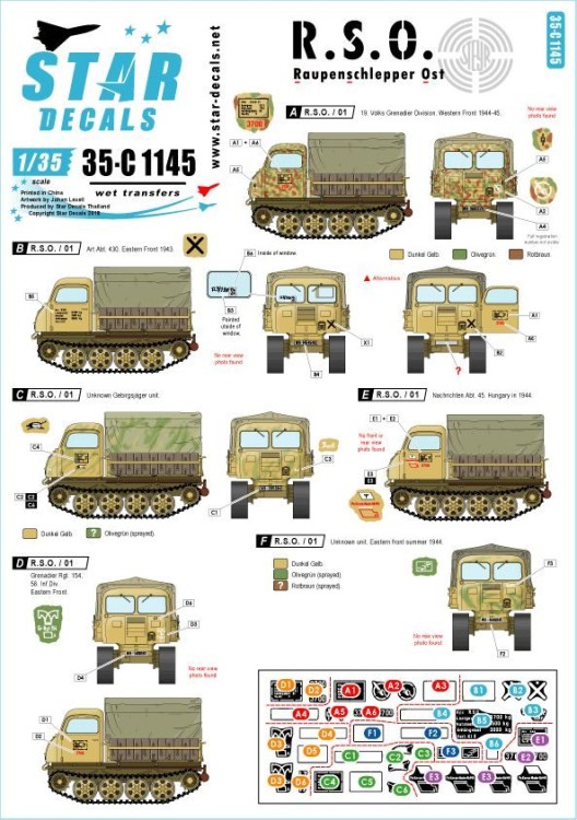 Star Decals 35-C1145 R.S.O. Raupenschlepper Ost R.S.O. / 01 1/35
