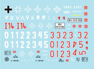 Star Decals 35-C1272 Balkan WW2 # 3. German anti-partisan operations in Yugoslavia and Albania.Pz.Kpfw 35 R, Pz.Kpfw 38 H, Krupp Protze, VW Schwimmwagen.Panzer Abt. z.b.V. 12, Panzer Abt. 202, SS-Pz.Gren.Rgt. 24 Danmark, SS-Gebirgs-Div. Handschar, 369. In