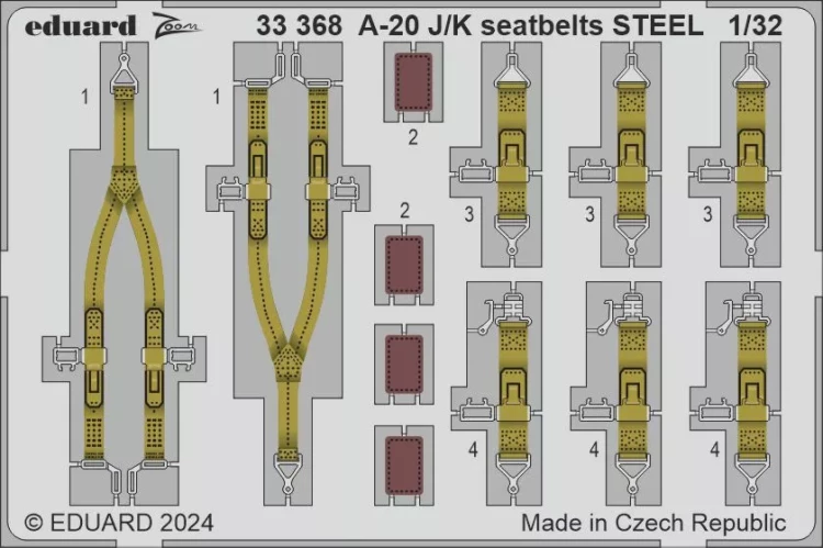 Eduard 33368 A-20J/K seatbelts STEEL (HKM) 1/32
