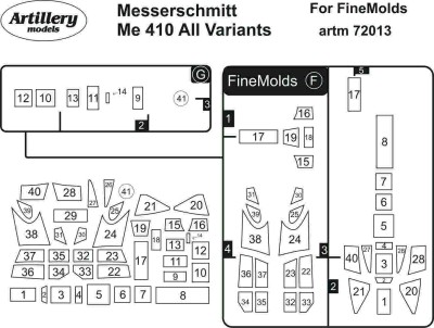Fly model M7213 Masks for Me 410 all variants (FINE MOLDS) 1/72