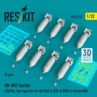 Reskit 32537 AN-M57 bombs (250 lbs, box-type fin) 1/32
