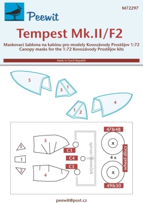 Peewit M72297 Canopy mask Tempest Mk.II/FS (KP) 1/72