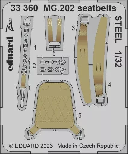 Eduard 33360 MC.202 seatbelts Steel (Ital) 1/32