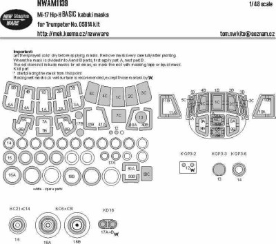 New Ware NWA-M1139 Mask Mi-17 Hip-H Basic (Trump 05814) 1/48