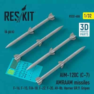 Reskit 32406 AIM-120C (C-7) AMRAAM missiles (4 pcs.) 1/32