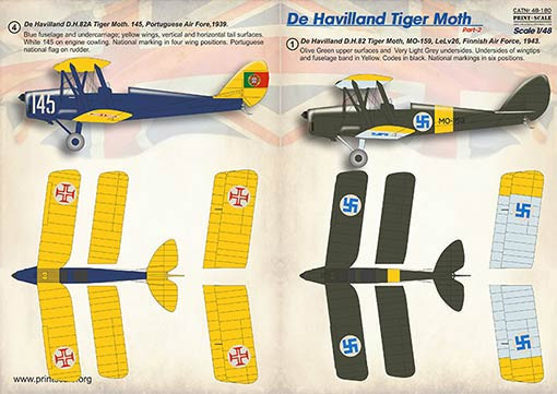 Print Scale 48-180 De Havilland Tiger Moth - part 2 (wet decals) 1/48