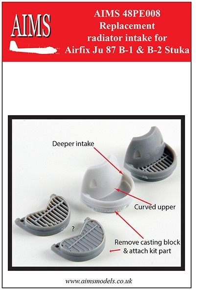 Aims AIMSP48008 Junkers Ju-87B-1/Ju-87B-2 'Stuka' replacement radiator (designed to be used with Airfix kits) 1/48