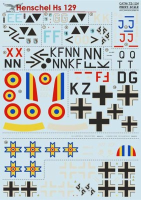 Print Scale 72-124 Henschel Hs 129 Wet decal 1/72