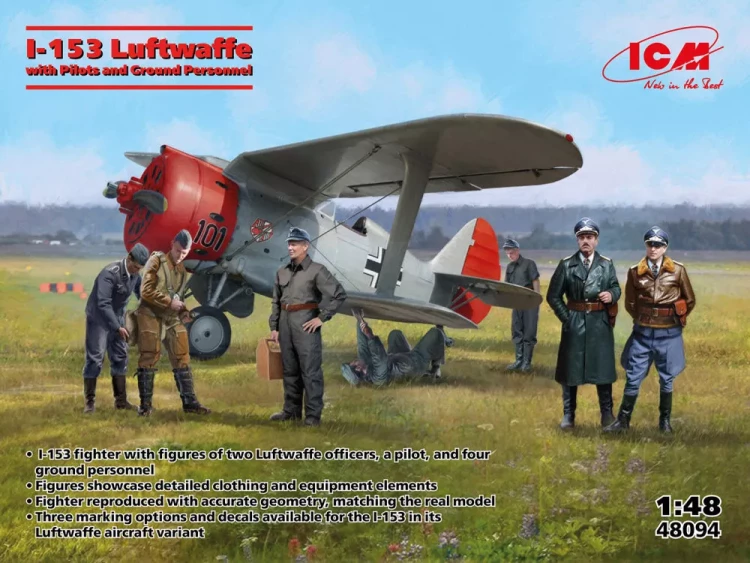 ICM 48094 I-153 Luftwaffe w/ Pilots & Ground Personnel 1/48