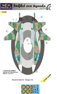 Lf Model C4463 Decals Sukhoi Su-30 MK2 over Uganda 1/144