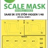 Art Scale 200-M48011 Saab SK-37E Stor-Viggen wheels and canopy frame paint masks (inside & outside) 1/48