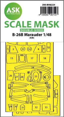 Art Scale 200-M48224 Martin B-26B Marauder canopy frame paint mask (inside and outside) 1/48