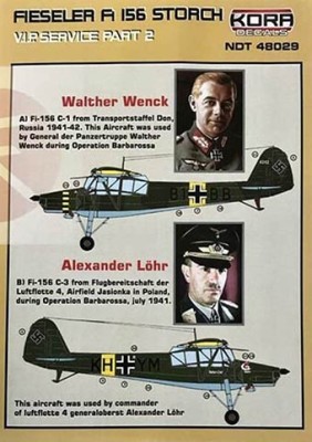 Kora Model NDT48029 Fiesler Fi-156 Storch VIP Service Pt.2 декали 1/48