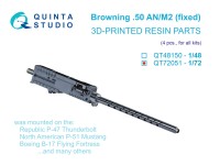 Quinta studio QT72051 Авиационный пулемет Browning .50 AN_M2 (неподвижный), 4 шт (для всех моделей) 1/72