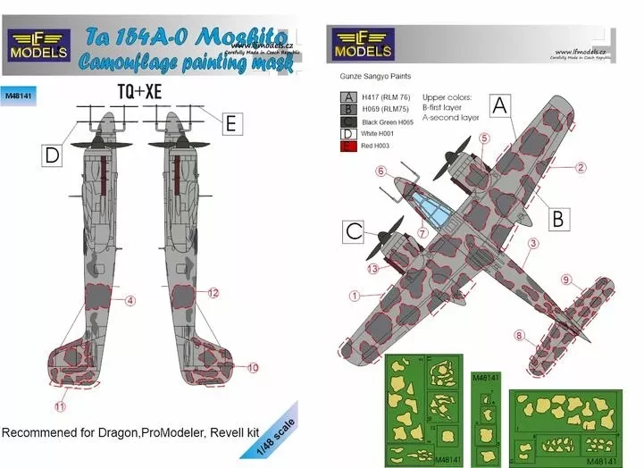 Lf Model M48141 Mask Ta 154A-0 Moskito camouflage painting 1/48