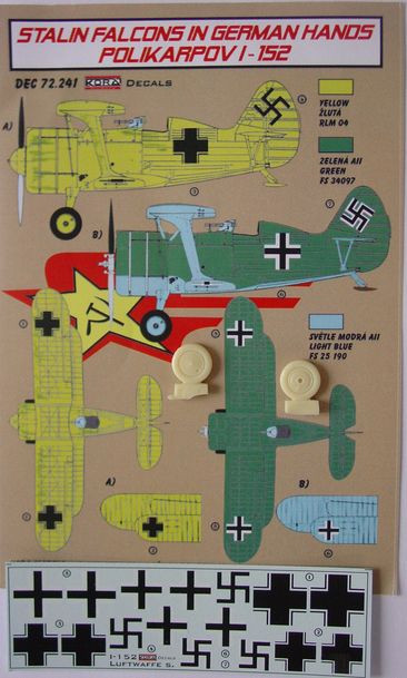 Kora Model DEC72241 Polikarpov I-152 (Luftwaffe service) декали декали 1/72