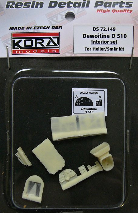Kora Model DS72149 Dewoitine D 510 Interior set (HELL/SMER) 1/72