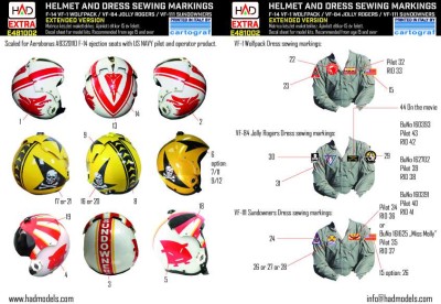 HAD E481002 F-14A Helmet &amp; dress sewing markings 1/48