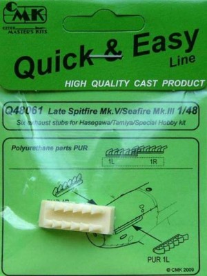CMK Q48061 Late Spitfire Mk.V/Seafire Mk.III six exhaust stubs 1/48
