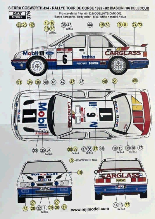 Reji Model 376 Sierra Cosworth 4x4 Tour de Corse Rally 1992 1/24