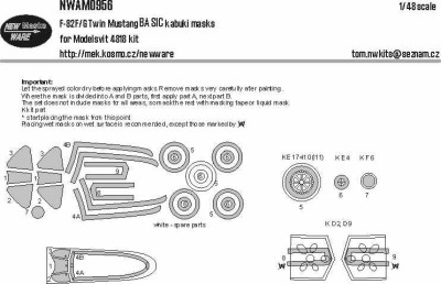 New Ware NWA-M0956 Mask F-82F/G Twin Mustang BASIC (MSVIT 4818) 1/48