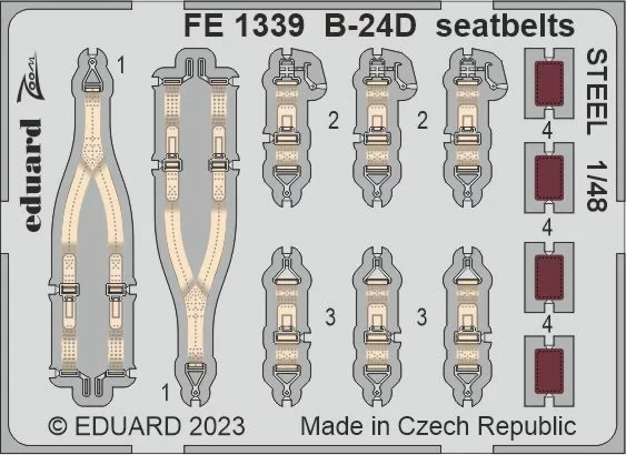 Eduard FE1339 B-24D seatbelts STEEL (REV) 1/48