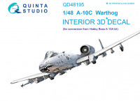 Quinta studio QD48195 A-10C (for conversion from Hobby Boss kit) 3D Декаль интерьера кабины 1/48