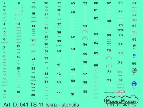 Model Maker Decals D72041 PZL TS-11 'Iskra' stencils 1/72