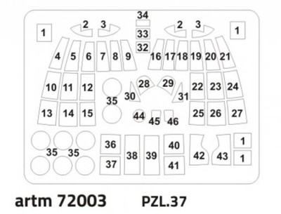 Fly model M7203 Masks for PZL.37 kits (Fly model) 1/72