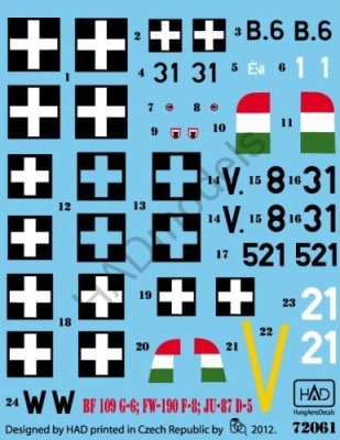 HAD 72061 Decal Bf 109, Ju-87D, Fw 190 F-8 1/72