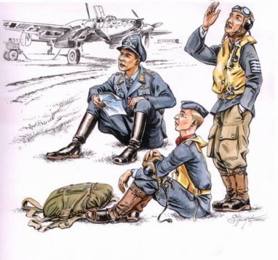 CMK F72112 German pilots at rest WW II (3 fig. ) 1/72