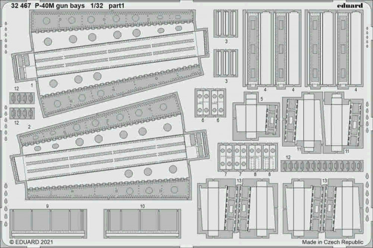 Eduard 32467 SET P-40M gun bays (TRUMP) 1/32