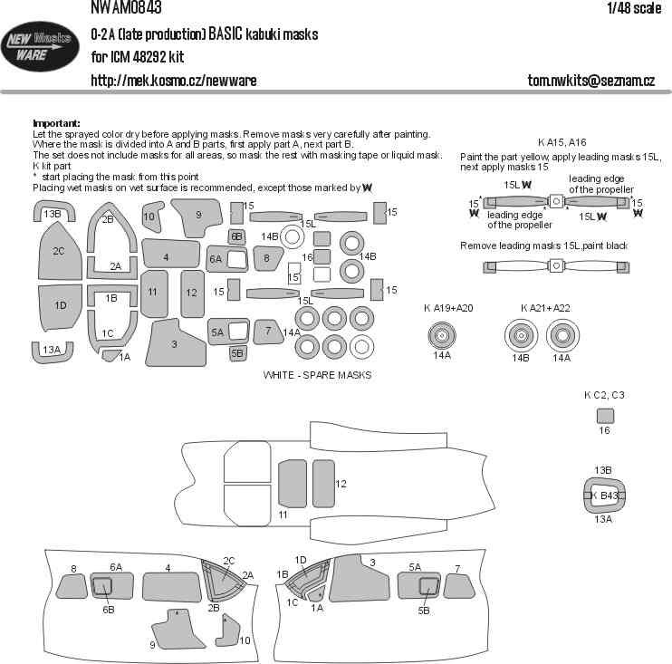 New Ware NWA-M0843 Маска O-2A late production BASIC (ICM 48292) 1/48