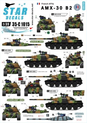 Star Decals 35-C1015 AMX-30B2 French Main Battle Tank. French Cold War and modern markings 1/35